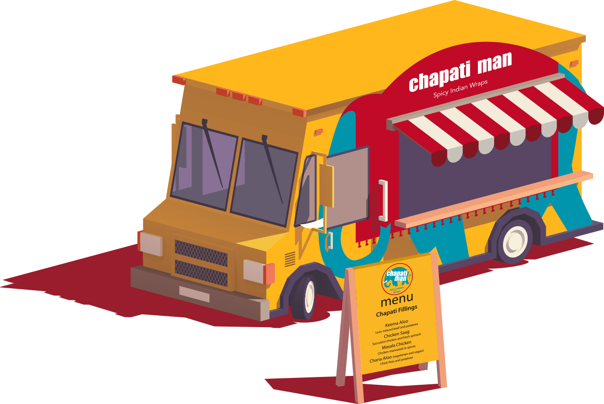 Indian Chapati Man Food Truck Illustration PNG Image