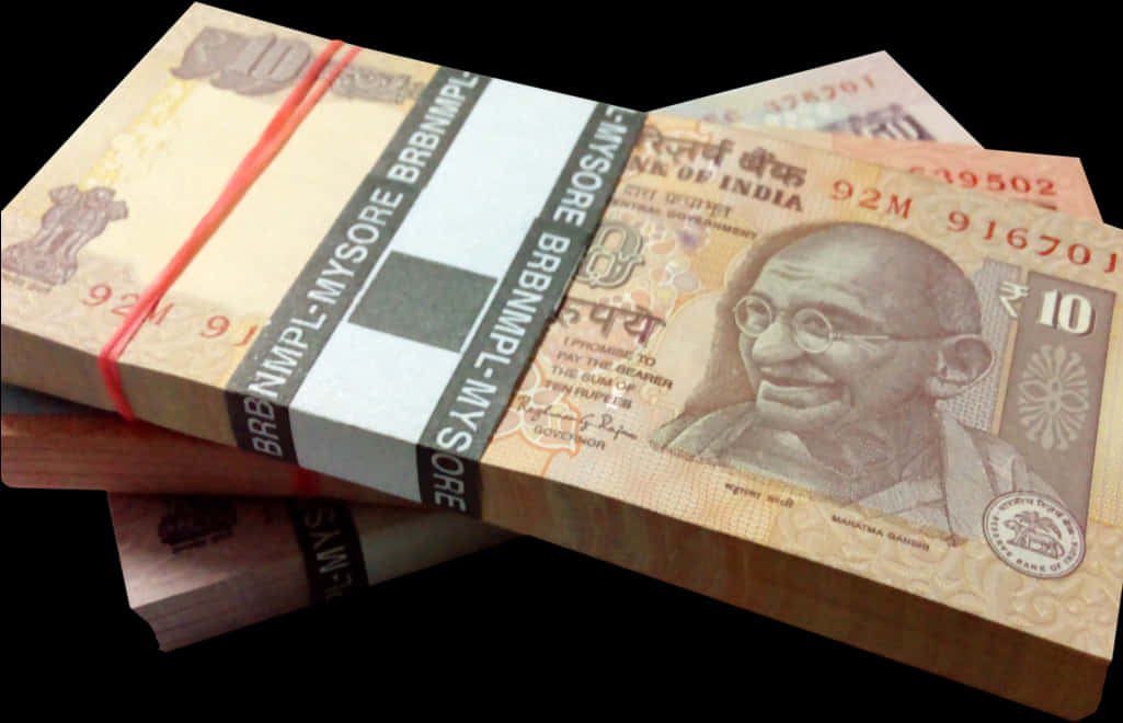 Indian Currency Bundlewith Gandhi Portrait PNG Image