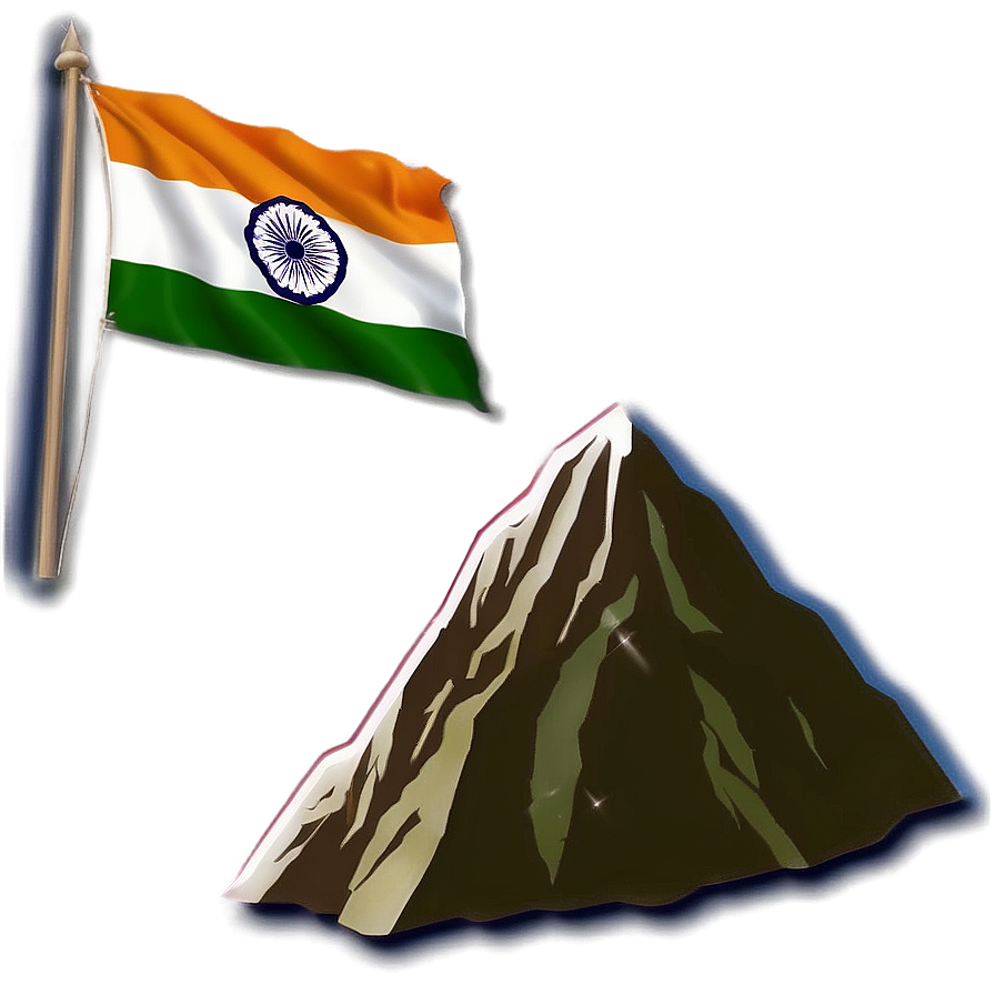 Indian Flag On Mountain Peak Png Qxw PNG Image