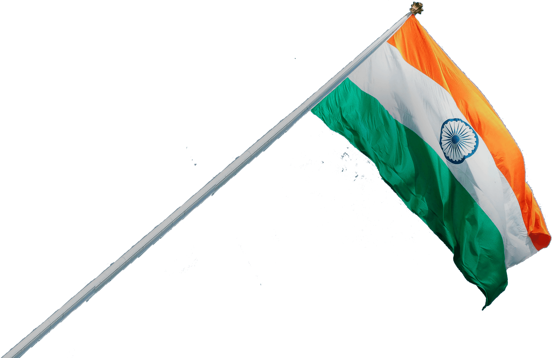 Indian Flag Waving Against Clear Sky PNG Image