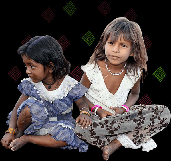 Indian Girls Sitting Together PNG Image