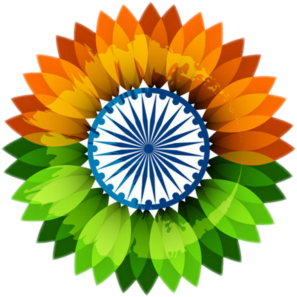 Indian Independence Day Ashoka Chakra Floral Design PNG Image