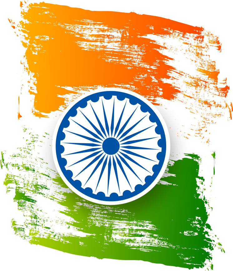 Indian Independence Day Ashoka Chakraand Tricolor Brushstrokes PNG Image