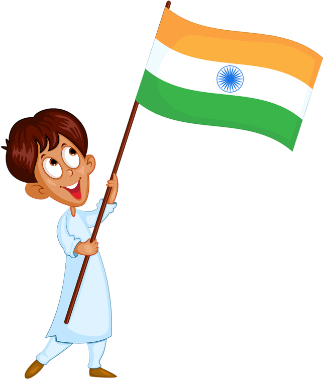 Indian Independence Day Child Holding Flag PNG Image