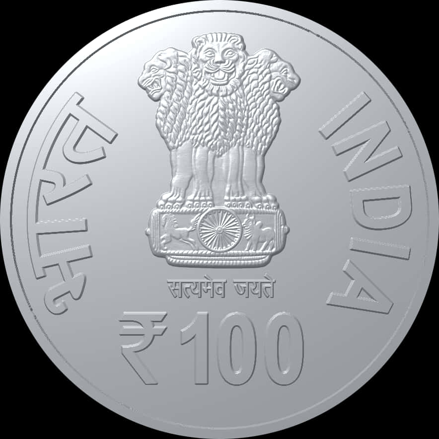 Indian100 Rupee Coin Emblem PNG Image