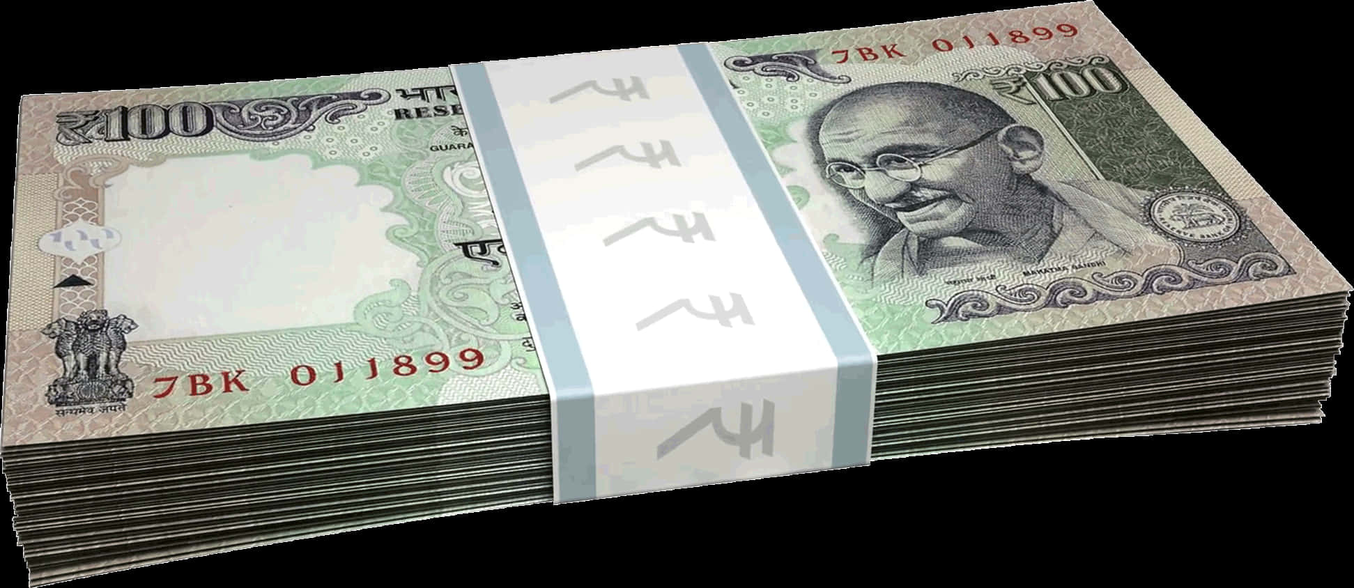 Indian100 Rupee Notes Stack PNG Image