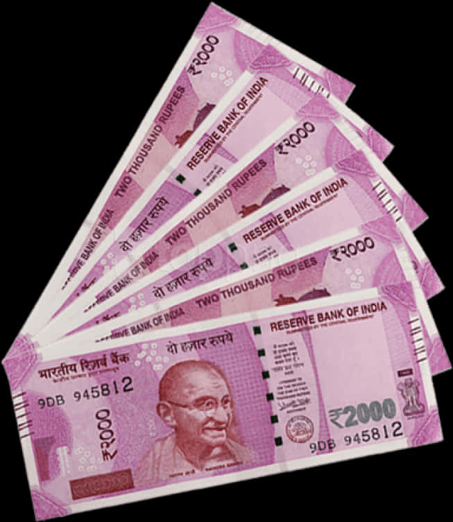 Indian2000 Rupee Notes Fanned Out PNG Image