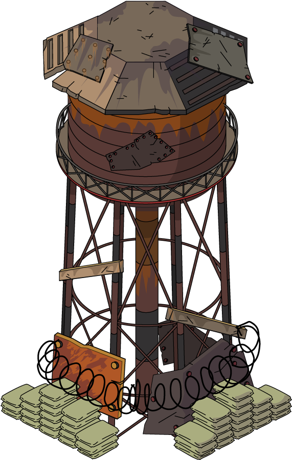 Industrial Water Tower Illustration.png PNG Image