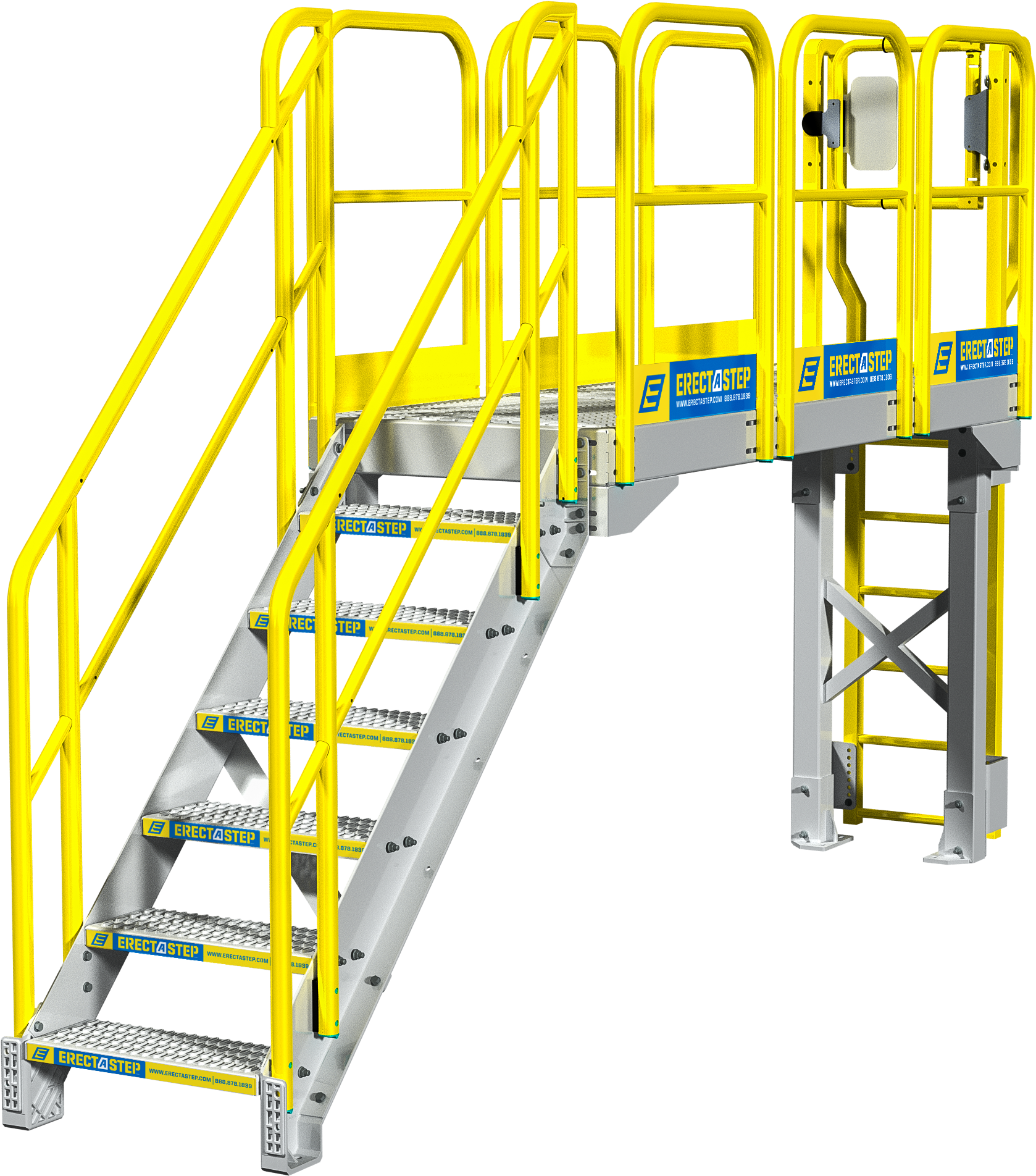 Industrial Yellow Staircase Platform PNG Image