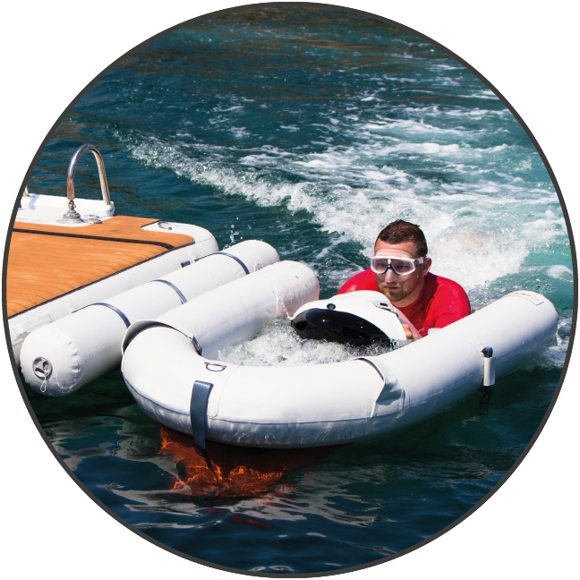 Inflatable Boat Adventureat Sea PNG Image