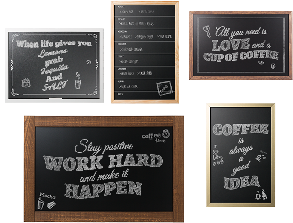 Inspirational Coffee Quotes Blackboards PNG Image