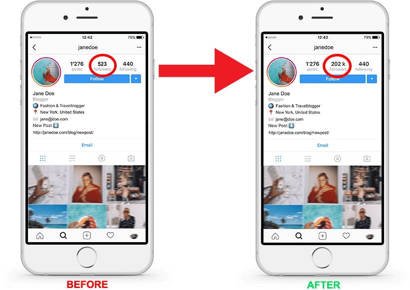 Instagram Followers Increase Comparison PNG Image