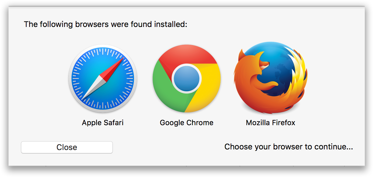 Installed Web Browsers Selection Screen PNG Image