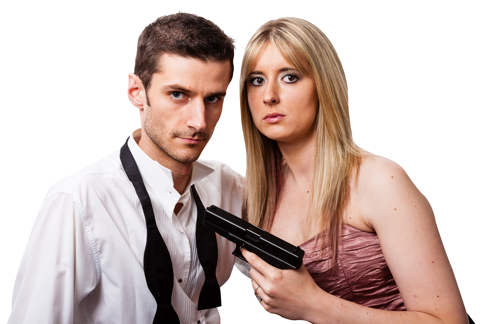 Intense Couplewith Gun PNG Image