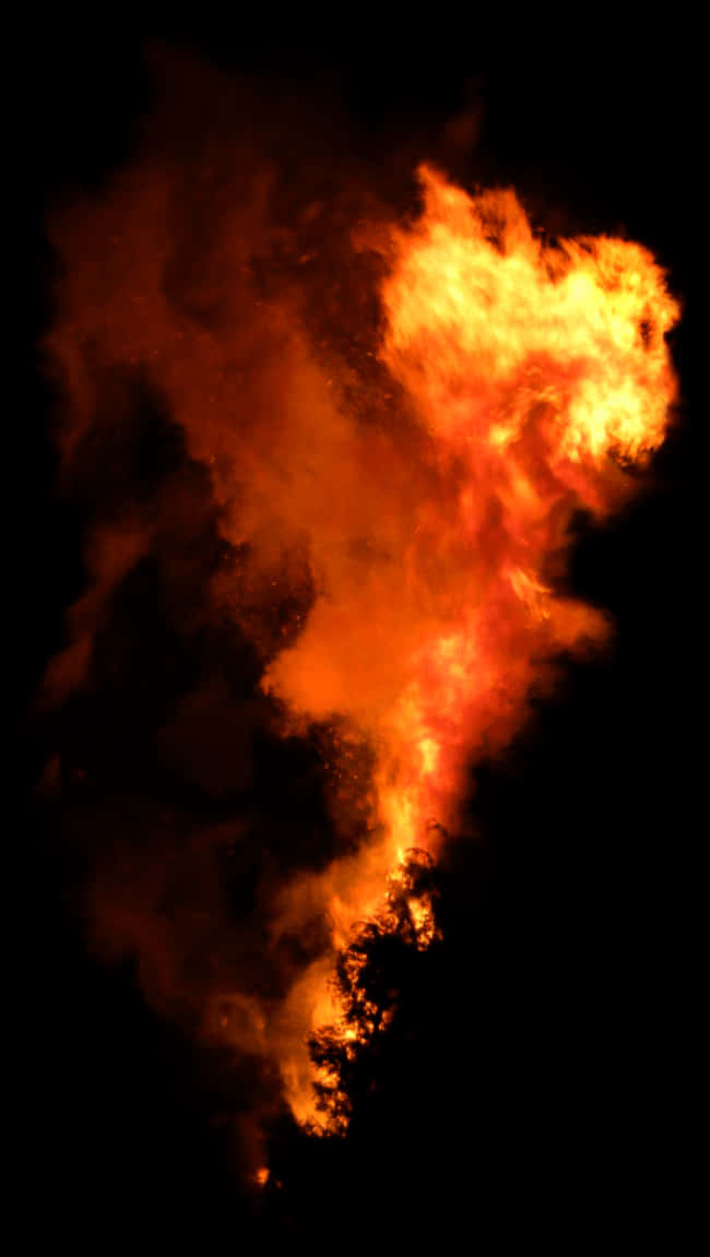 Intense_ Fire_and_ Smoke_ Against_ Night_ Sky PNG Image