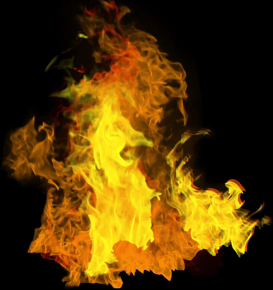 Intense_ Flame_ Isolated_on_ Black_ Background PNG Image