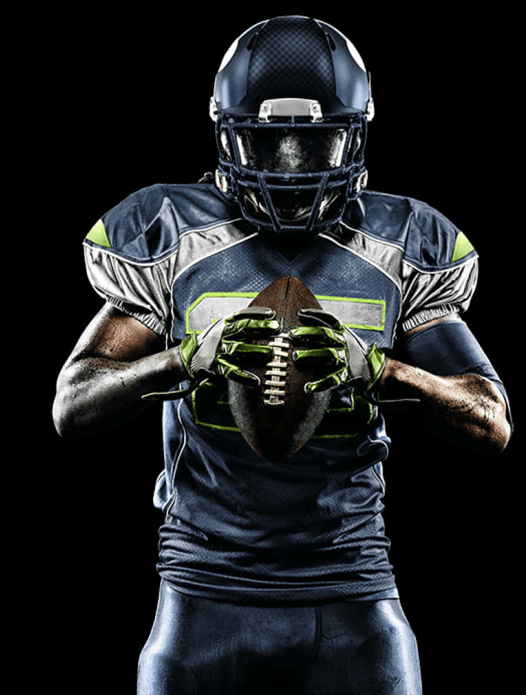 Intense Football Player Readyfor Action PNG Image