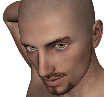 Intense_ Gaze_ Bald_ Man_ Portrait PNG Image