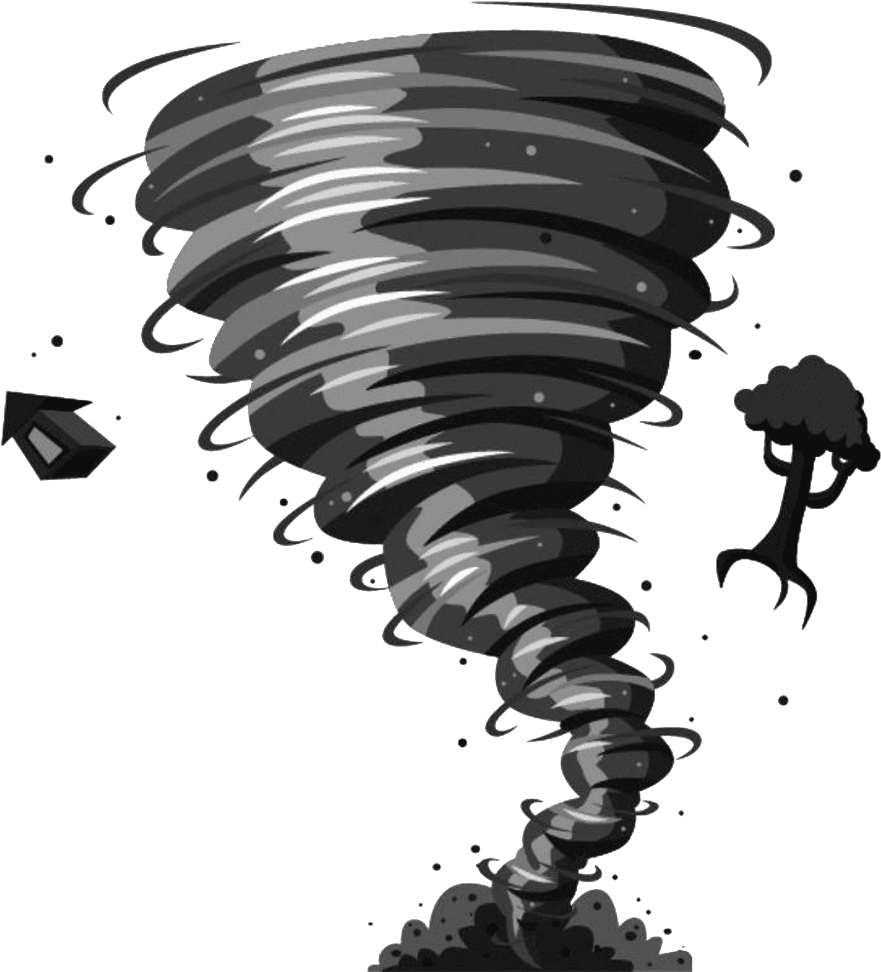 Intense Gray Scale Tornado PNG Image