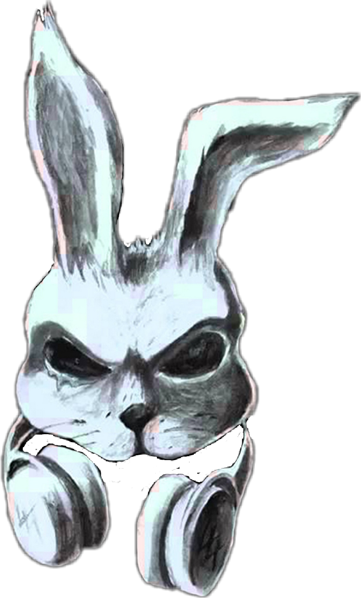 Intense_ Rabbit_ Headphones_ Artwork PNG Image