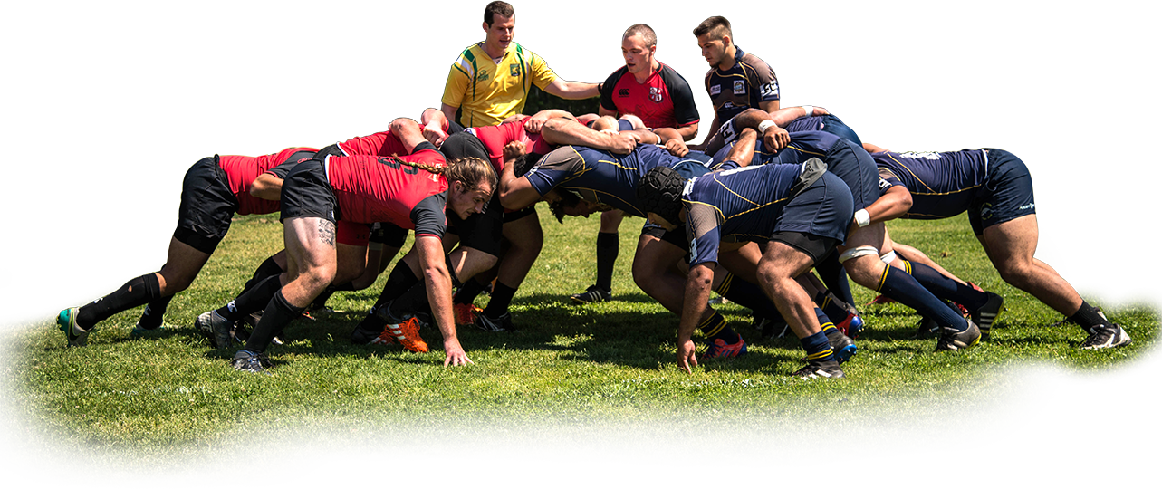 Intense Rugby Scrum Competition PNG Image