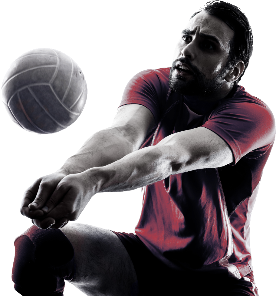 Intense Volleyball Player Digging Ball PNG Image