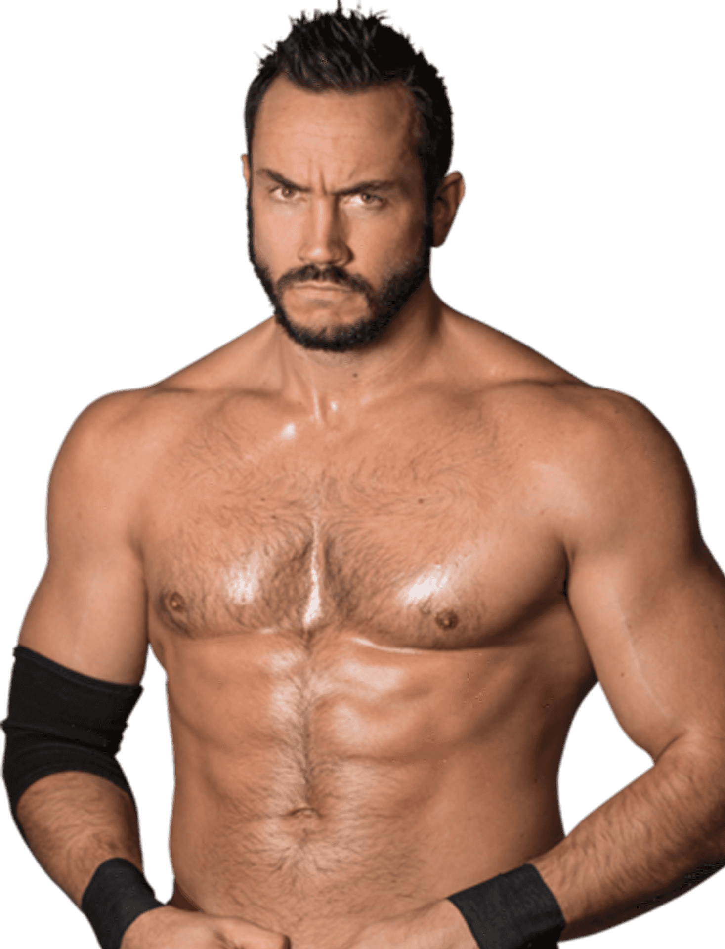 Intense Wrestler Portrait PNG Image