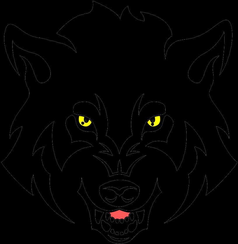 Intense Yellow Eyed Wolf Graphic PNG Image