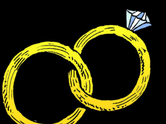 Interlinked Wedding Rings Illustration PNG Image