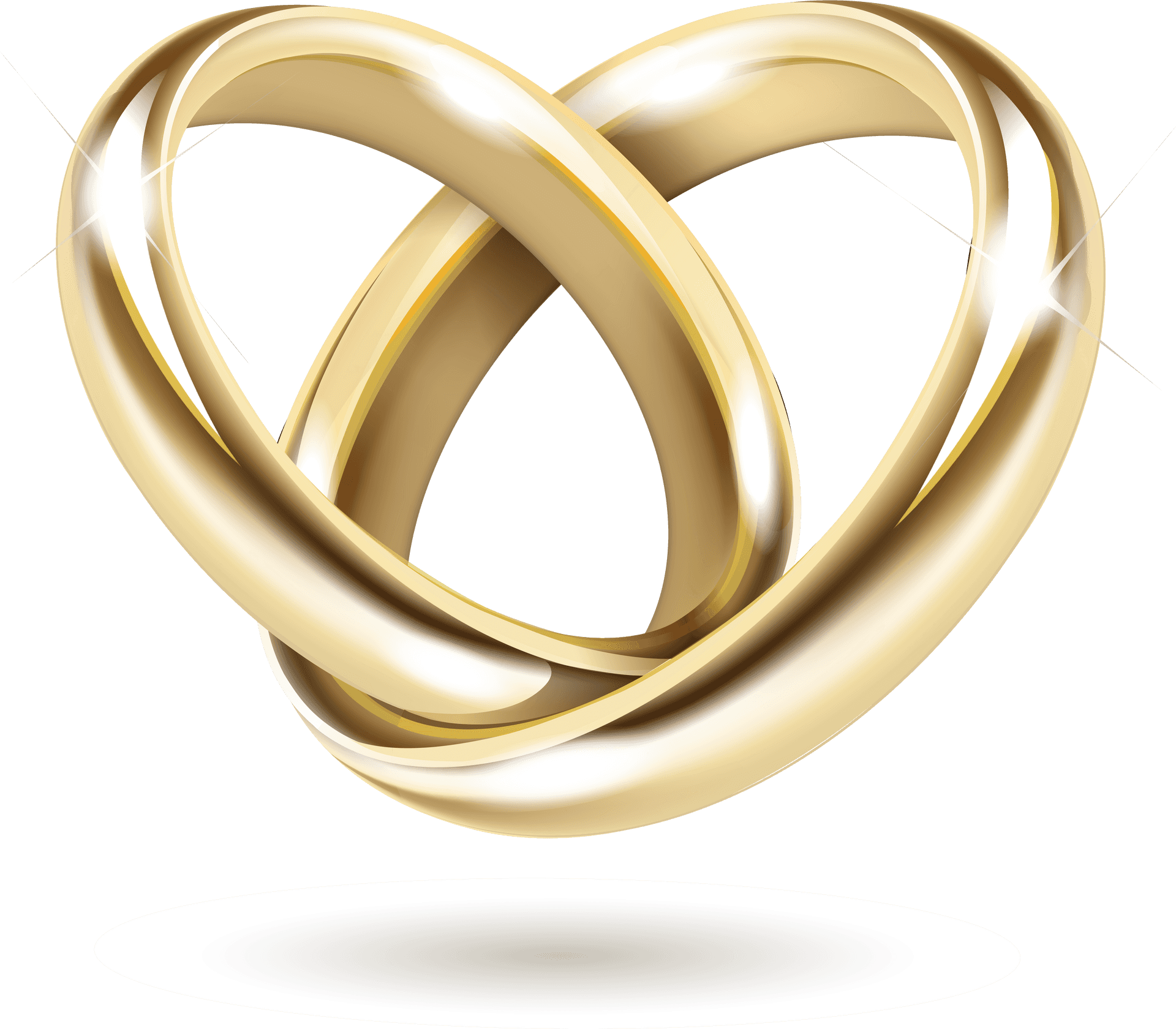 Interlocked Golden Wedding Rings Clipart PNG Image