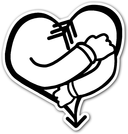 Interlocked Hands Heart Black White PNG Image