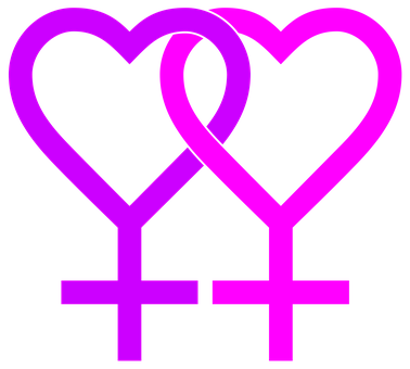 Interlocking Female Symbolswith Hearts PNG Image