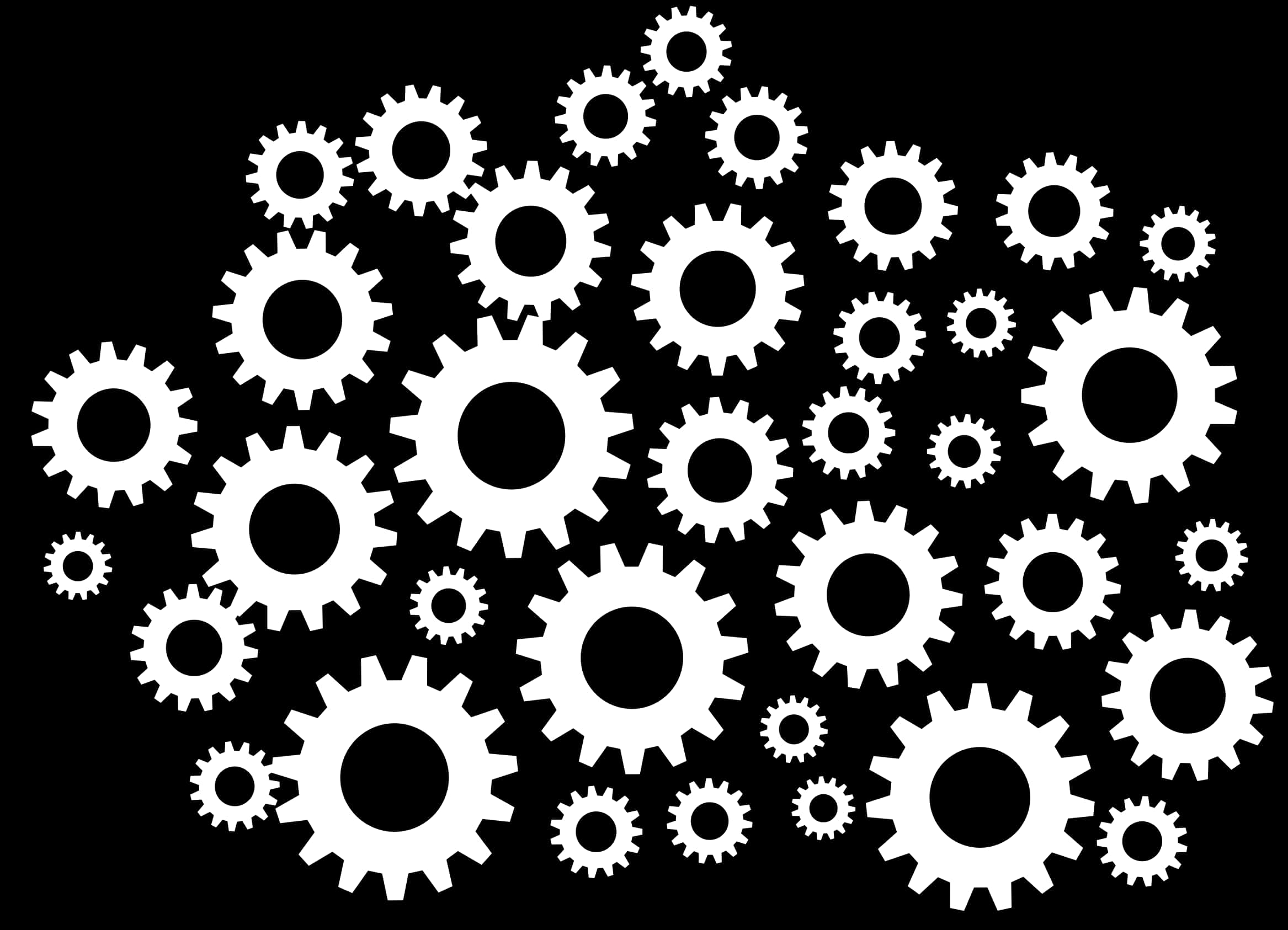 Interlocking Gears Pattern Black Background PNG Image