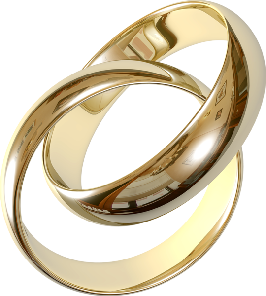 Interlocking Gold Wedding Rings Clipart PNG Image