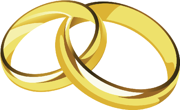 Interlocking Gold Wedding Rings Clipart PNG Image