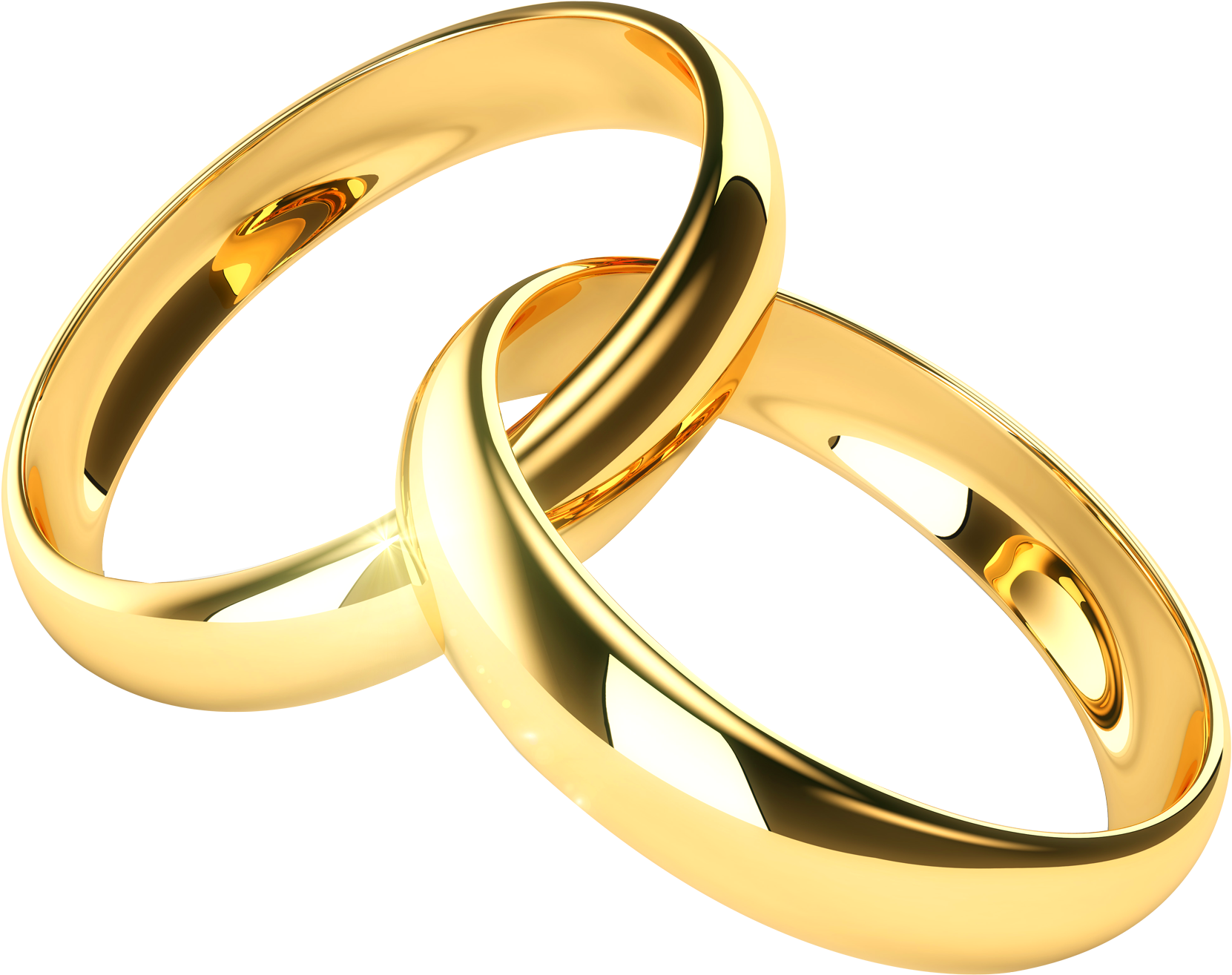 Interlocking Gold Wedding Rings Clipart PNG Image