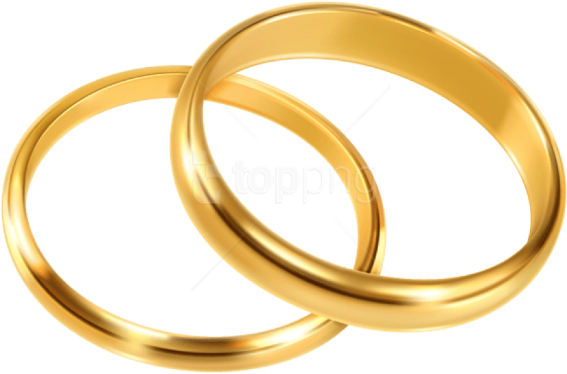 Interlocking Gold Wedding Rings Clipart PNG Image