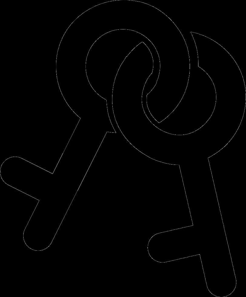 Interlocking Keys Silhouette PNG Image