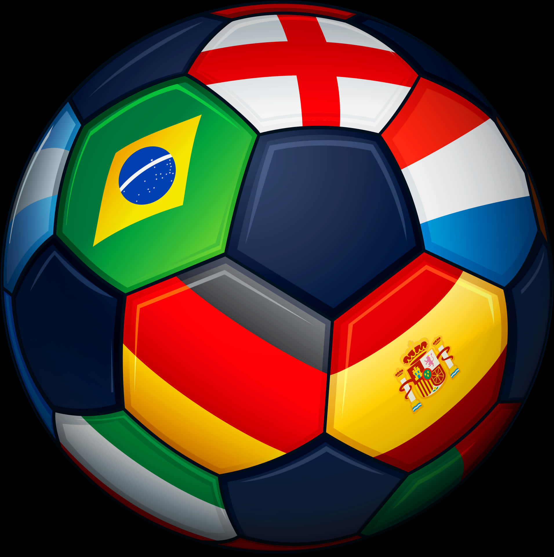 International Football Flags Soccer Ball PNG Image