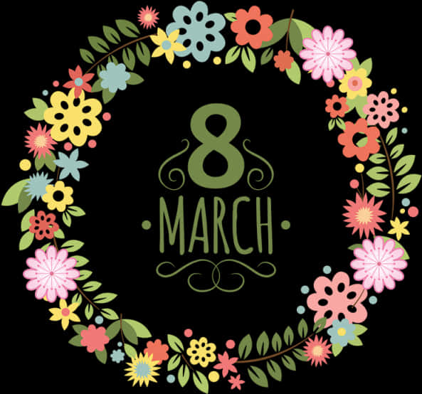 International Womens Day Floral Wreath PNG Image