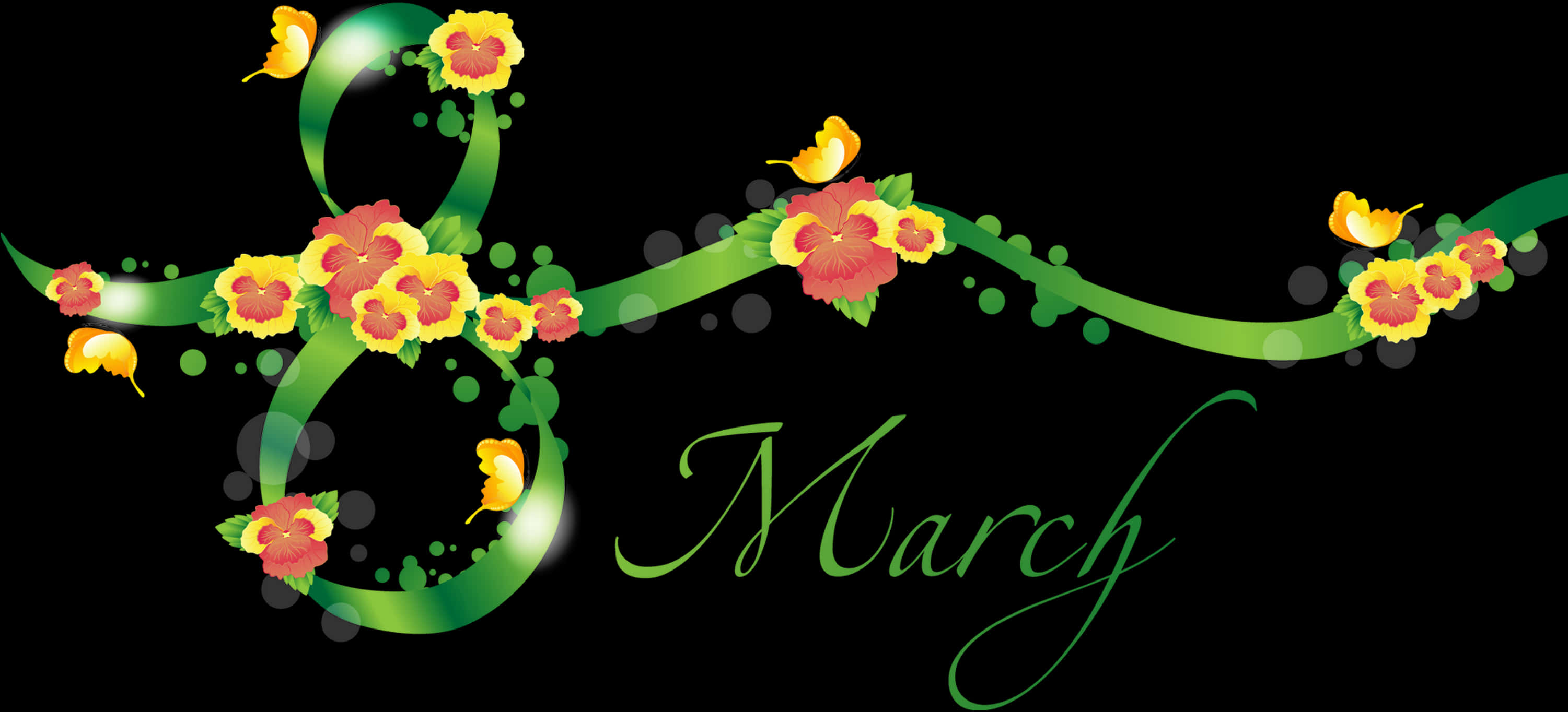 International Womens Day March8 Floral Graphic PNG Image