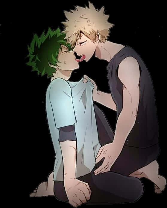 Intimate Moment Anime Characters PNG Image