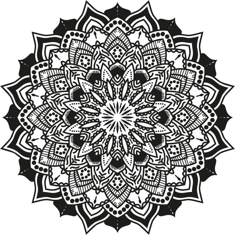 Intricate Black Mandala Design PNG Image