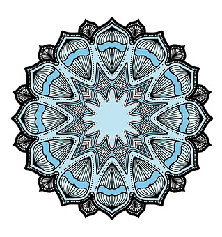 Intricate Blue Mandala Design PNG Image