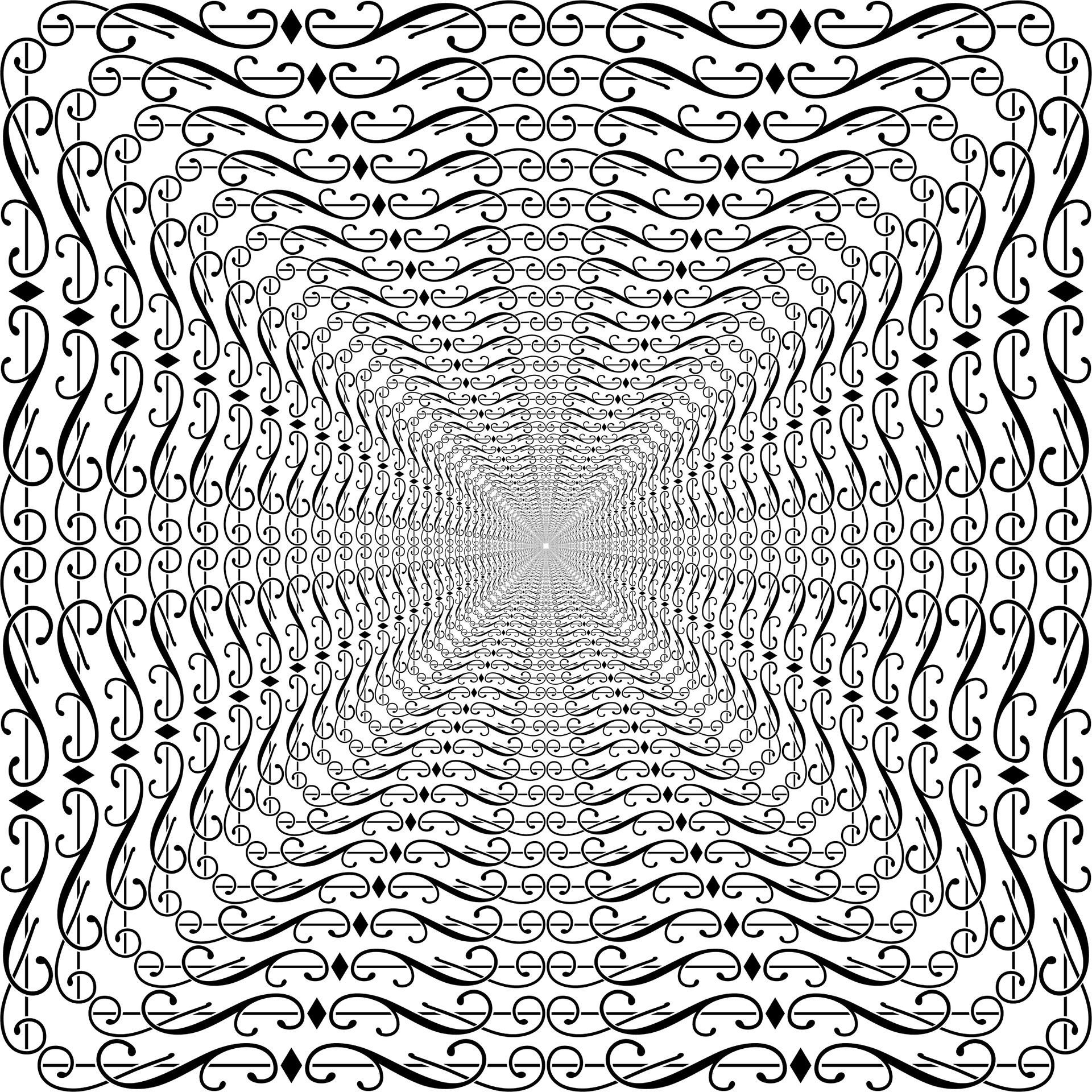 Intricate Blue Pattern Tunnel Abstract PNG Image