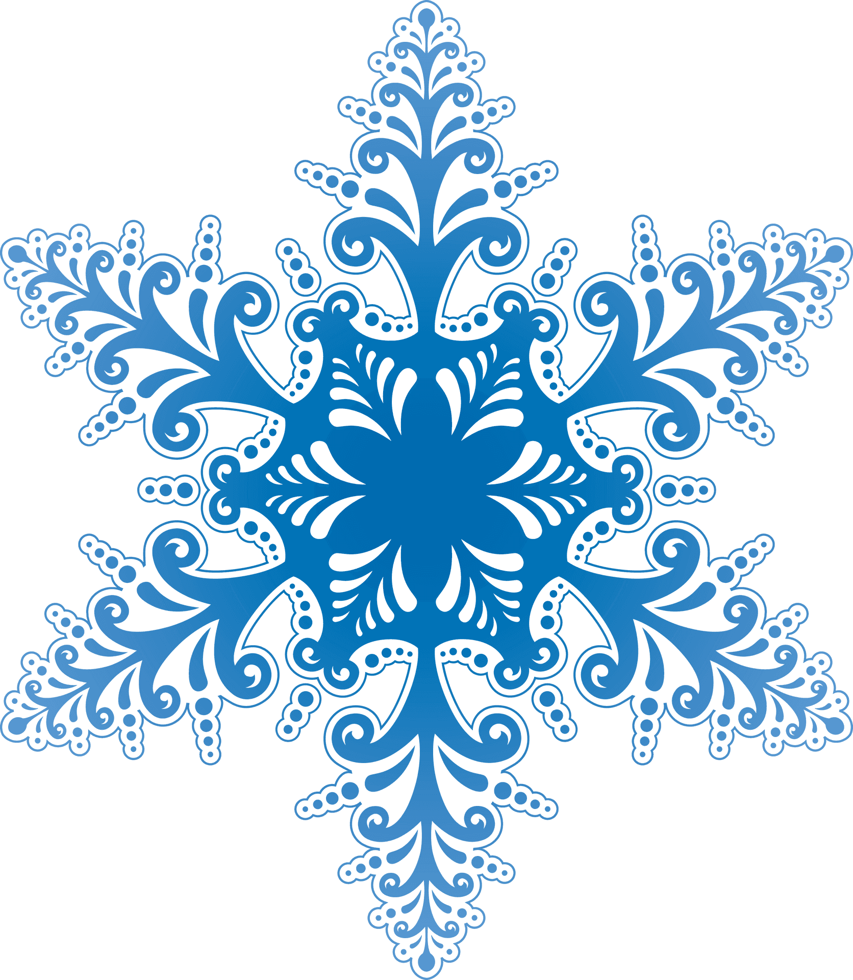 Intricate Blue Snowflake Design PNG Image