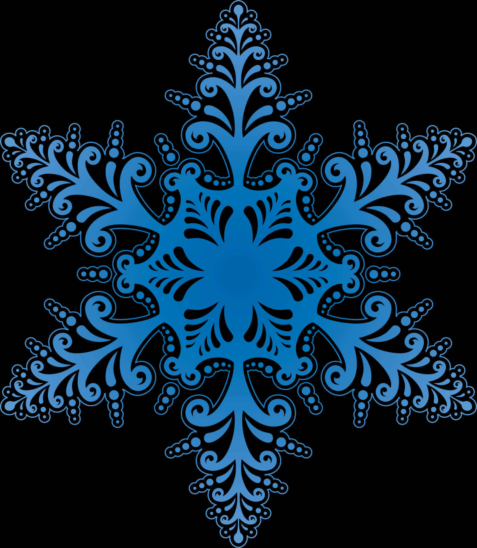 Intricate Blue Snowflake Design PNG Image