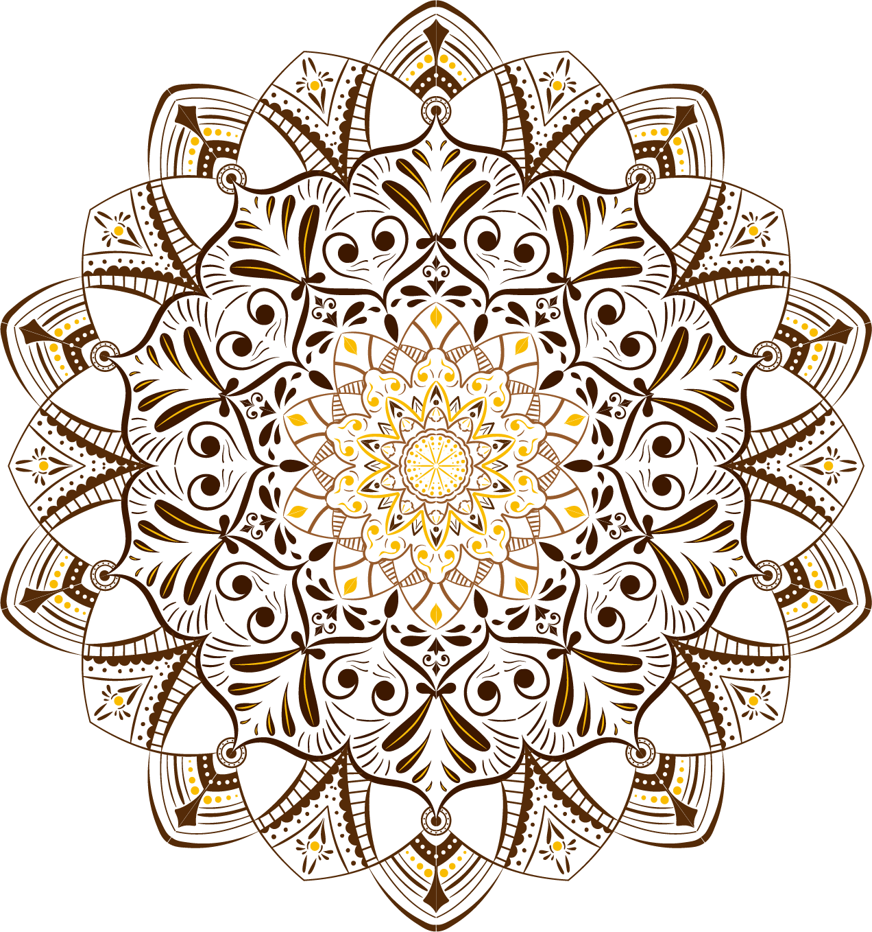 Intricate Brown Gold Mandala Design PNG Image