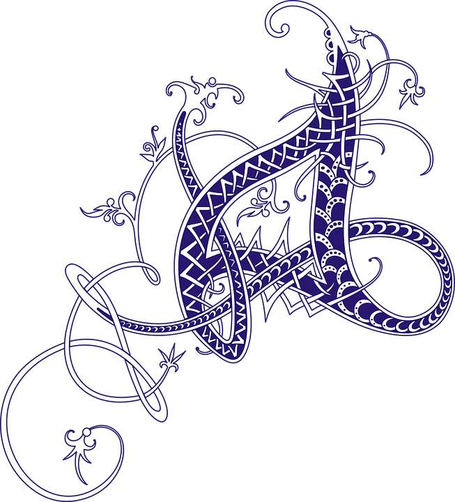 Intricate Celtic Dragon Calligraphy Art PNG Image