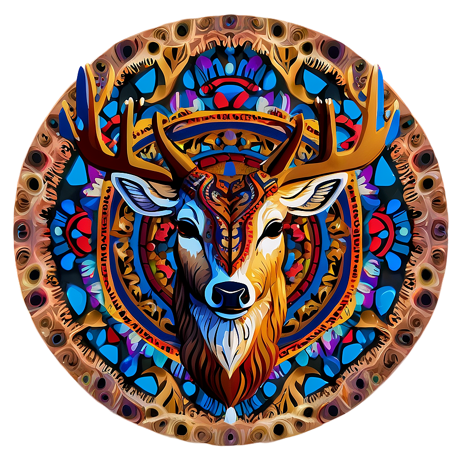 Intricate Deer Head Mandala Png Fet8 PNG Image